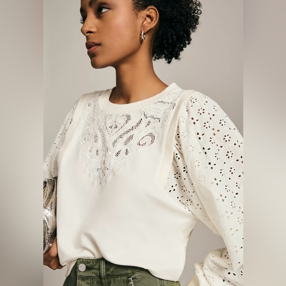 Pilcro by Anthropologie Washed Eyelet Top